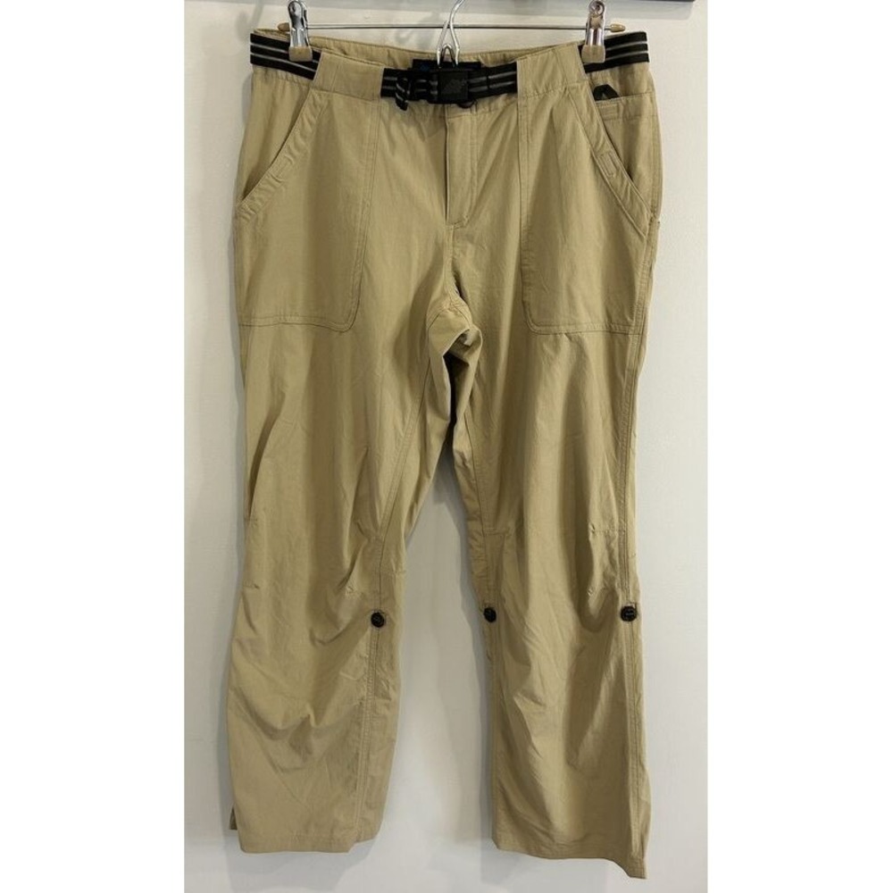 Eastern Mountain Sports EMS Roll Up Pants Womens 8 Tan Nylon Stretch Belt Hiking